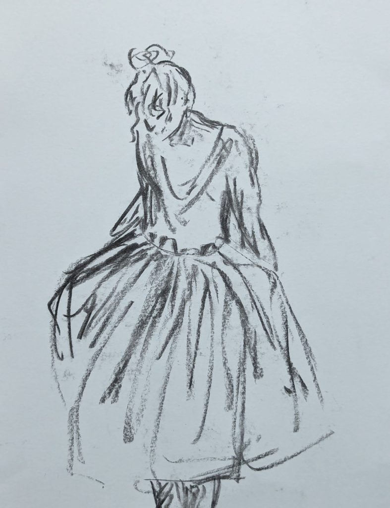 Charcoal sketch of female dancer